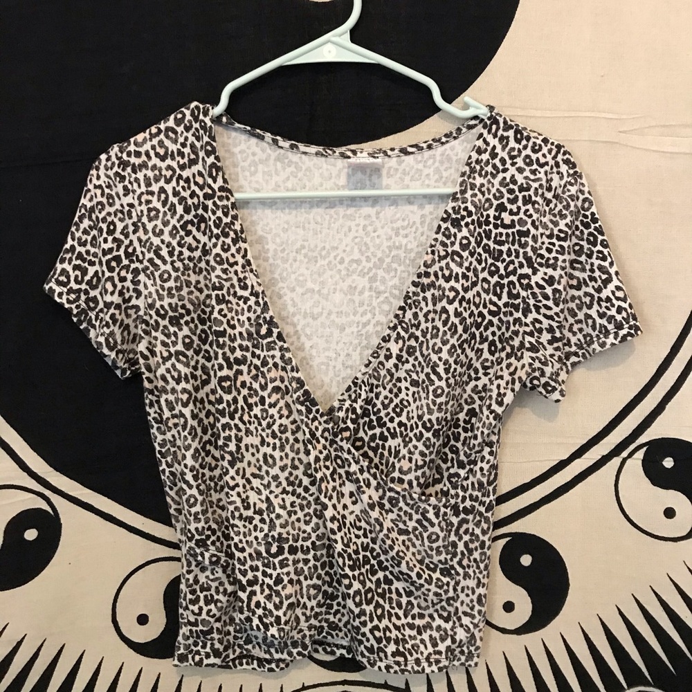 Cheetah Print Wrap Crop Top